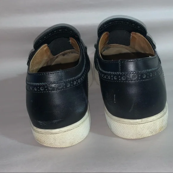 CHRISTIAN LOUBOUTIN size 42 black leather Kiltie Moc style SNEAKERS